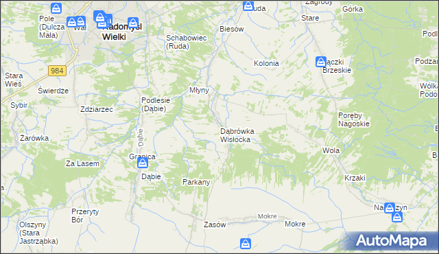 mapa Dąbrówka Wisłocka, Dąbrówka Wisłocka na mapie Targeo