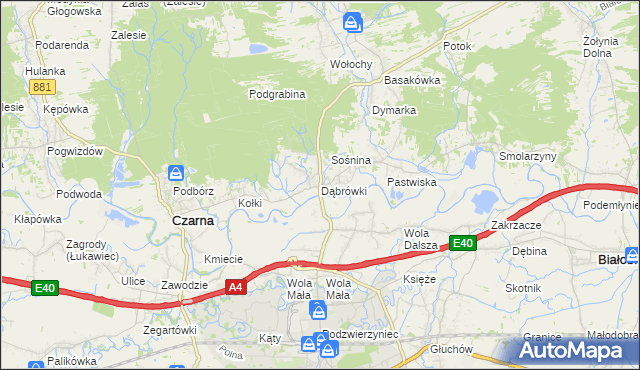 mapa Dąbrówki gmina Czarna, Dąbrówki gmina Czarna na mapie Targeo