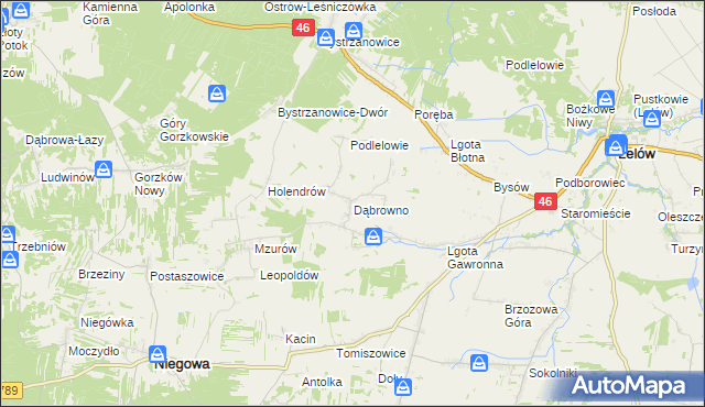 mapa Dąbrowno gmina Niegowa, Dąbrowno gmina Niegowa na mapie Targeo