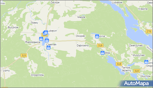 mapa Dąbrowno gmina Nowa Sól, Dąbrowno gmina Nowa Sól na mapie Targeo