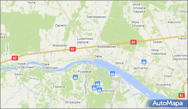 mapa Dębe gmina Serock, Dębe gmina Serock na mapie Targeo