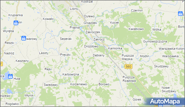 mapa Dębiany gmina Rypin, Dębiany gmina Rypin na mapie Targeo