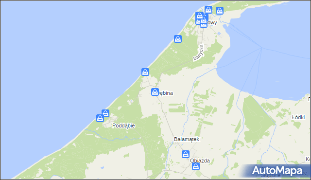 mapa Dębina gmina Ustka, Dębina gmina Ustka na mapie Targeo