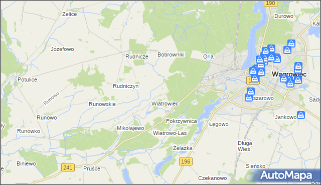 mapa Dębina gmina Wągrowiec, Dębina gmina Wągrowiec na mapie Targeo