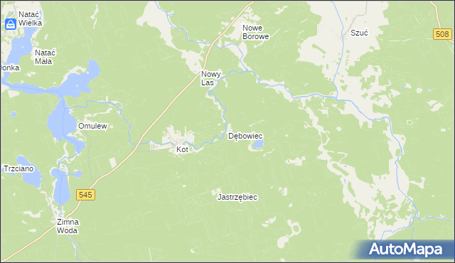 mapa Dębowiec gmina Jedwabno, Dębowiec gmina Jedwabno na mapie Targeo