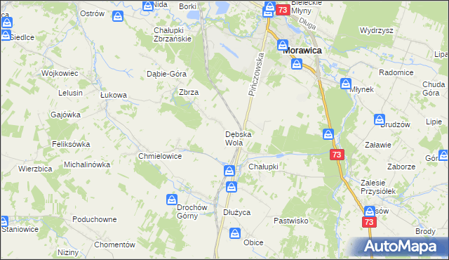 mapa Dębska Wola, Dębska Wola na mapie Targeo