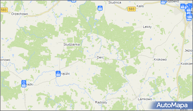 mapa Derc, Derc na mapie Targeo