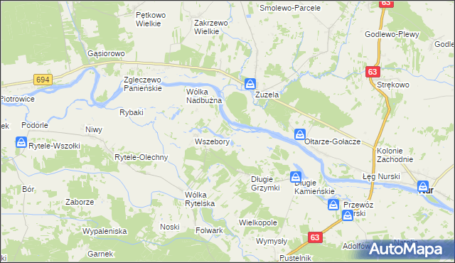 mapa Długie Grodzieckie, Długie Grodzieckie na mapie Targeo