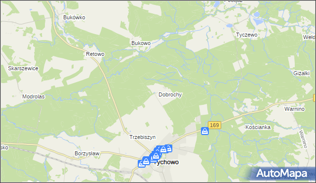 mapa Dobrochy gmina Tychowo, Dobrochy gmina Tychowo na mapie Targeo