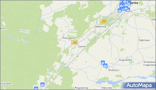 mapa Dolnik gmina Krajenka, Dolnik gmina Krajenka na mapie Targeo