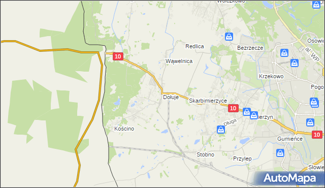 mapa Dołuje, Dołuje na mapie Targeo