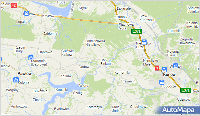 mapa Doły Biskupie, Doły Biskupie na mapie Targeo