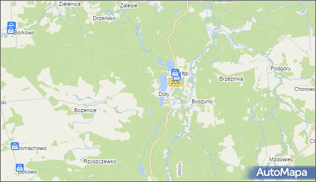 mapa Doły gmina Polanów, Doły gmina Polanów na mapie Targeo