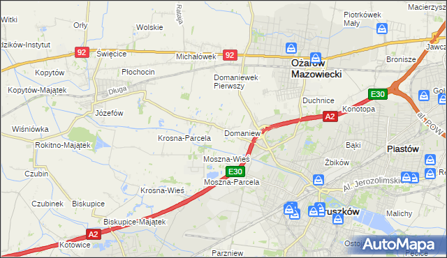 mapa Domaniew gmina Brwinów, Domaniew gmina Brwinów na mapie Targeo