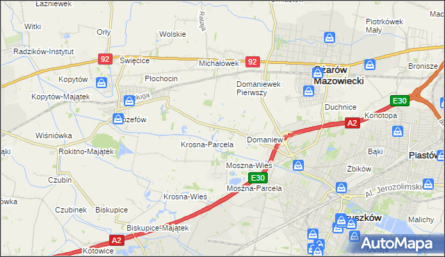 mapa Domaniewek gmina Brwinów, Domaniewek gmina Brwinów na mapie Targeo