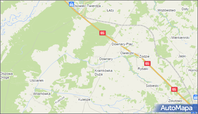 mapa Downary, Downary na mapie Targeo