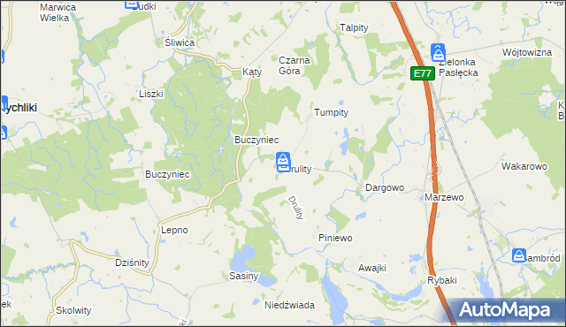 mapa Drulity, Drulity na mapie Targeo