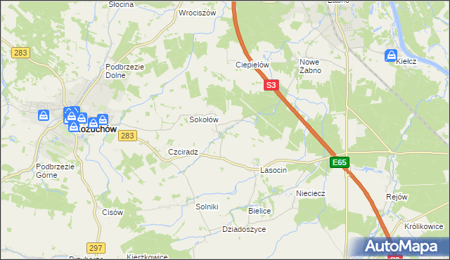 mapa Drwalewice gmina Kożuchów, Drwalewice gmina Kożuchów na mapie Targeo