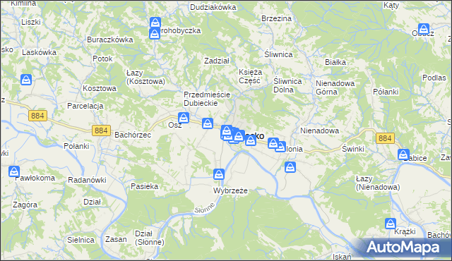 mapa Dubiecko, Dubiecko na mapie Targeo