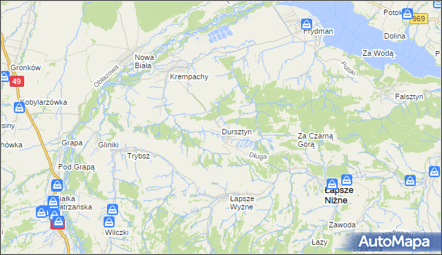 mapa Dursztyn, Dursztyn na mapie Targeo