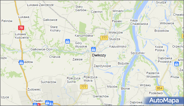 mapa Dwikozy, Dwikozy na mapie Targeo
