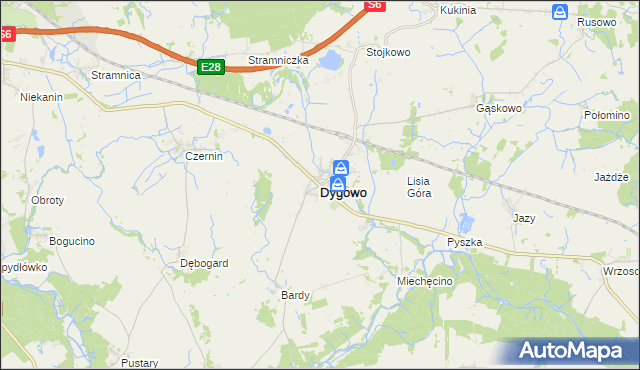 mapa Dygowo, Dygowo na mapie Targeo