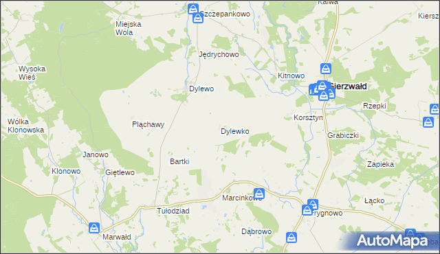mapa Dylewko, Dylewko na mapie Targeo
