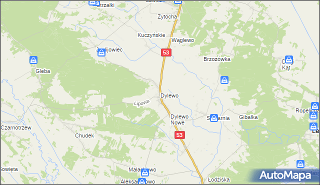 mapa Dylewo gmina Kadzidło, Dylewo gmina Kadzidło na mapie Targeo