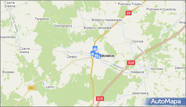 mapa Dziadkowice powiat siemiatycki, Dziadkowice powiat siemiatycki na mapie Targeo