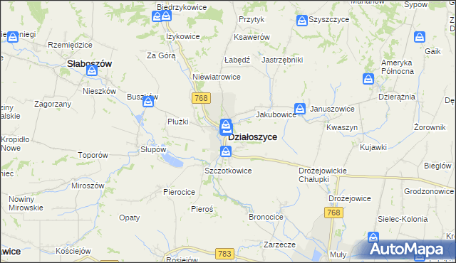 mapa Działoszyce, Działoszyce na mapie Targeo