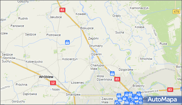 mapa Dzierlin, Dzierlin na mapie Targeo