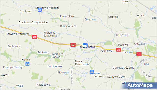 mapa Dzierzążnia, Dzierzążnia na mapie Targeo