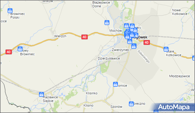 mapa Dzierżysławice, Dzierżysławice na mapie Targeo