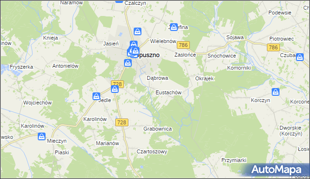 mapa Eustachów, Eustachów na mapie Targeo