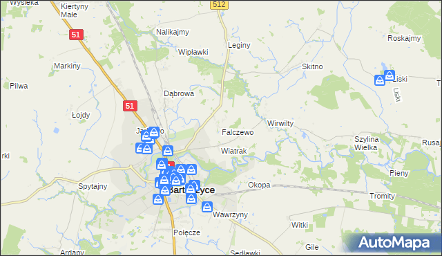 mapa Falczewo, Falczewo na mapie Targeo