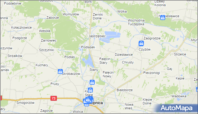 mapa Falęcin Stary, Falęcin Stary na mapie Targeo