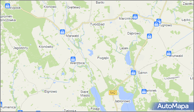 mapa Fiugajki gmina Dąbrówno, Fiugajki gmina Dąbrówno na mapie Targeo