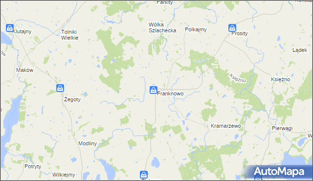 mapa Franknowo, Franknowo na mapie Targeo