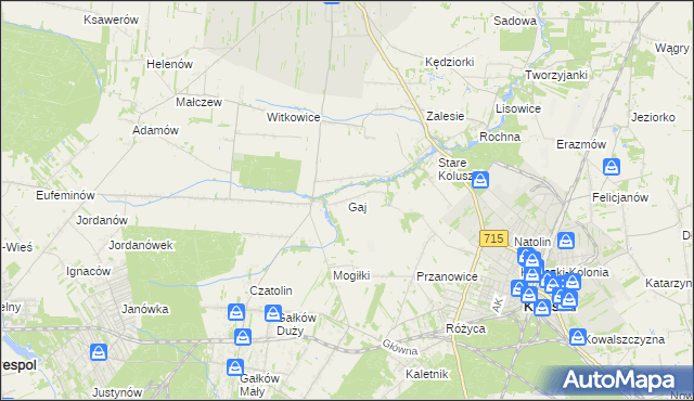mapa Gaj gmina Brzeziny, Gaj gmina Brzeziny na mapie Targeo