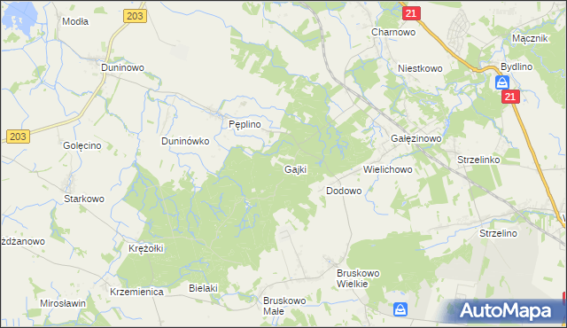 mapa Gajki gmina Słupsk, Gajki gmina Słupsk na mapie Targeo