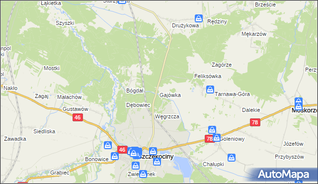 mapa Gajówka gmina Szczekociny, Gajówka gmina Szczekociny na mapie Targeo