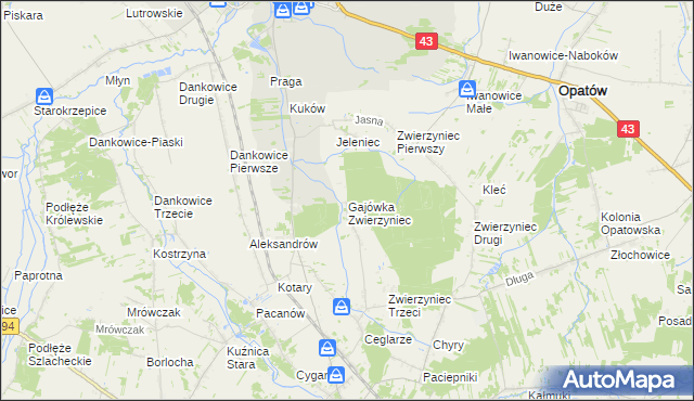 mapa Gajówka Zwierzyniec, Gajówka Zwierzyniec na mapie Targeo