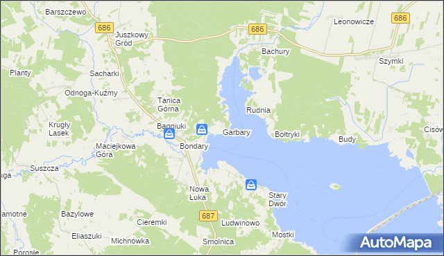 mapa Garbary gmina Michałowo, Garbary gmina Michałowo na mapie Targeo