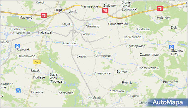 mapa Gartatowice, Gartatowice na mapie Targeo