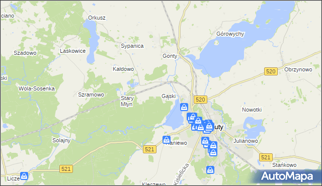 mapa Gąski gmina Prabuty, Gąski gmina Prabuty na mapie Targeo