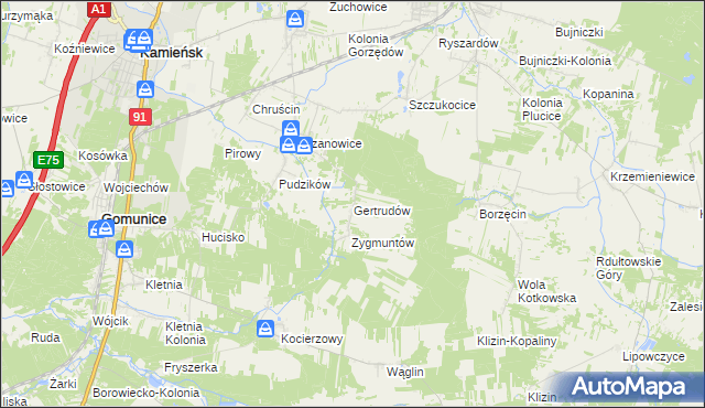 mapa Gertrudów, Gertrudów na mapie Targeo