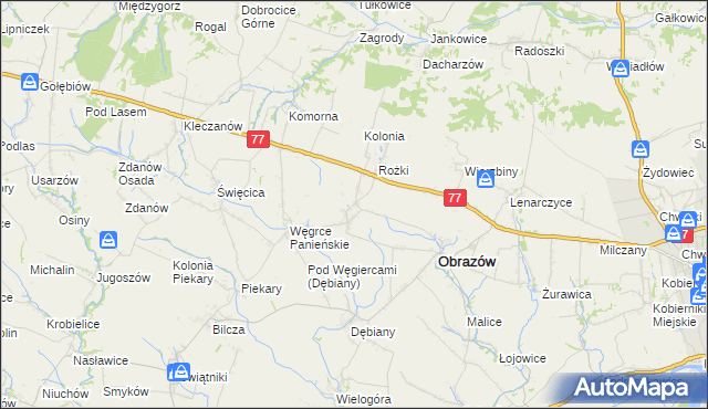 mapa Głazów gmina Obrazów, Głazów gmina Obrazów na mapie Targeo