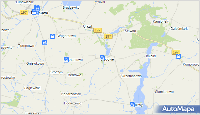 mapa Głębokie gmina Kiszkowo, Głębokie gmina Kiszkowo na mapie Targeo
