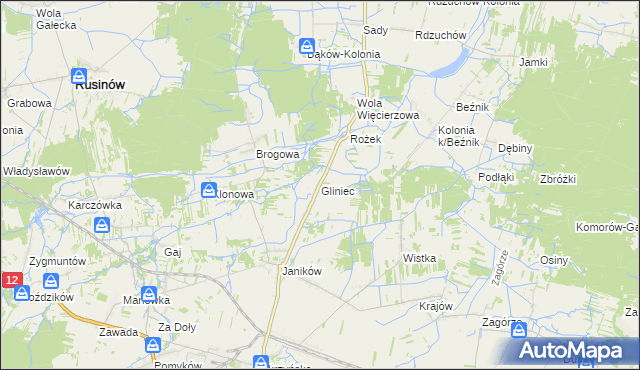 mapa Gliniec gmina Przysucha, Gliniec gmina Przysucha na mapie Targeo