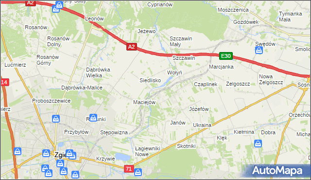 mapa Glinnik gmina Zgierz, Glinnik gmina Zgierz na mapie Targeo